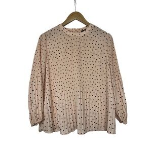 Women's Adrianna Papell Blouse, Pink & Black Polka Dot, Size S